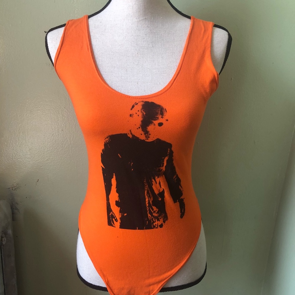 orange jason voorhees body suit